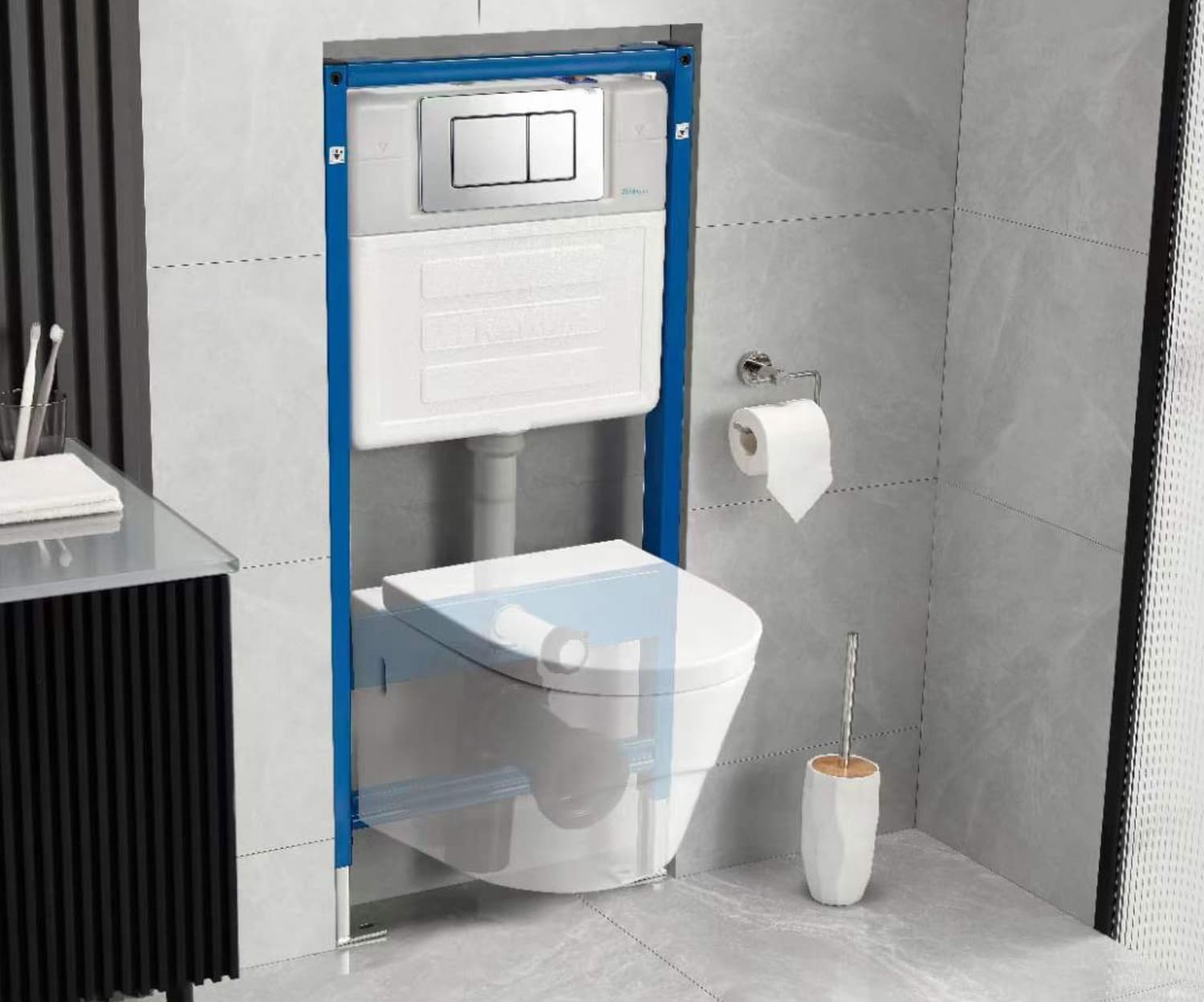 Innovative toilet tank panel with dual button flush