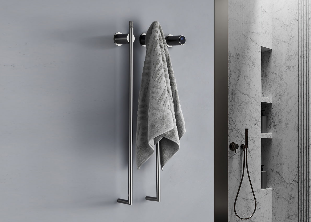 Bathroom towel warmer with automatic shut-off