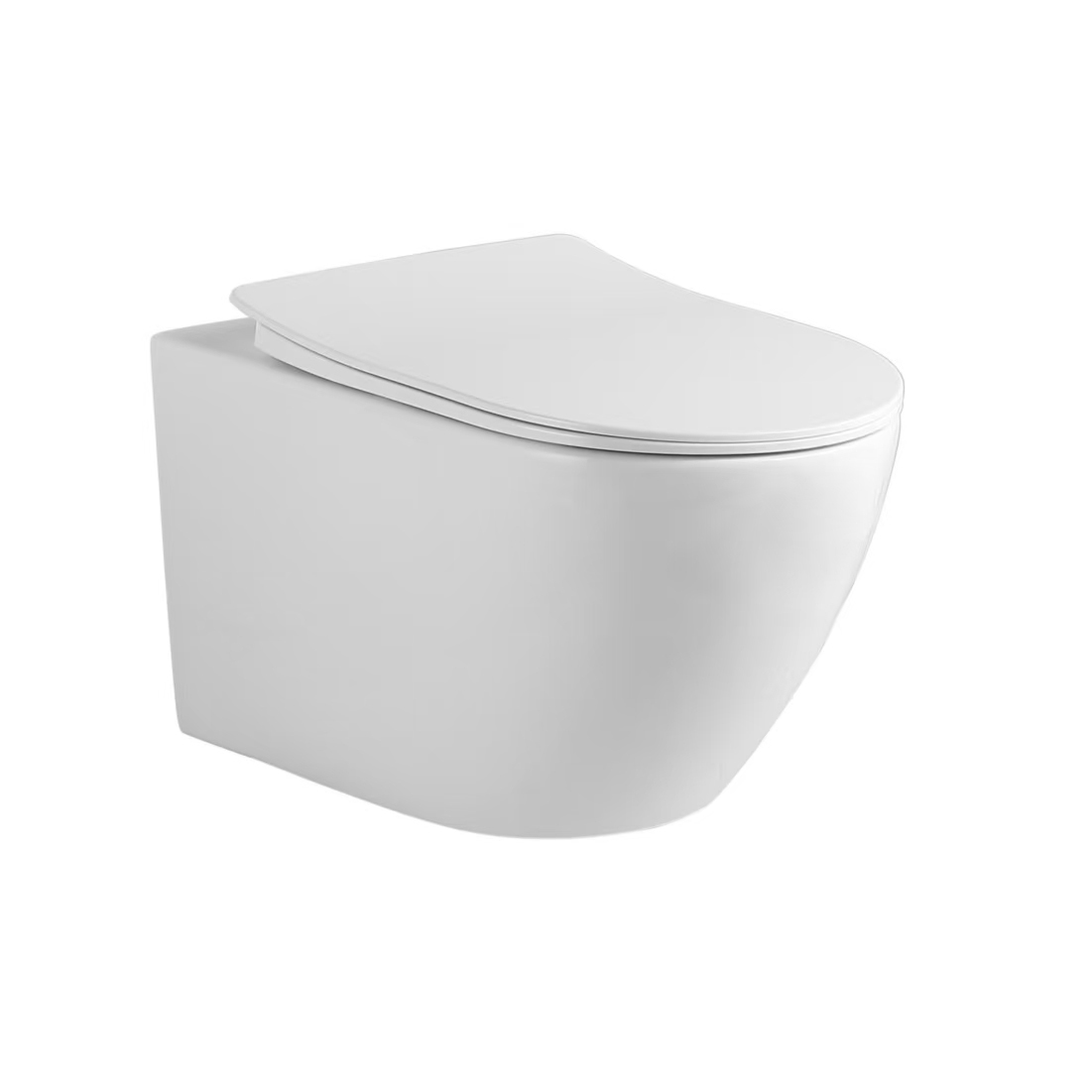 Rimless wall hung toilet with powerful flushing and hygienic design.