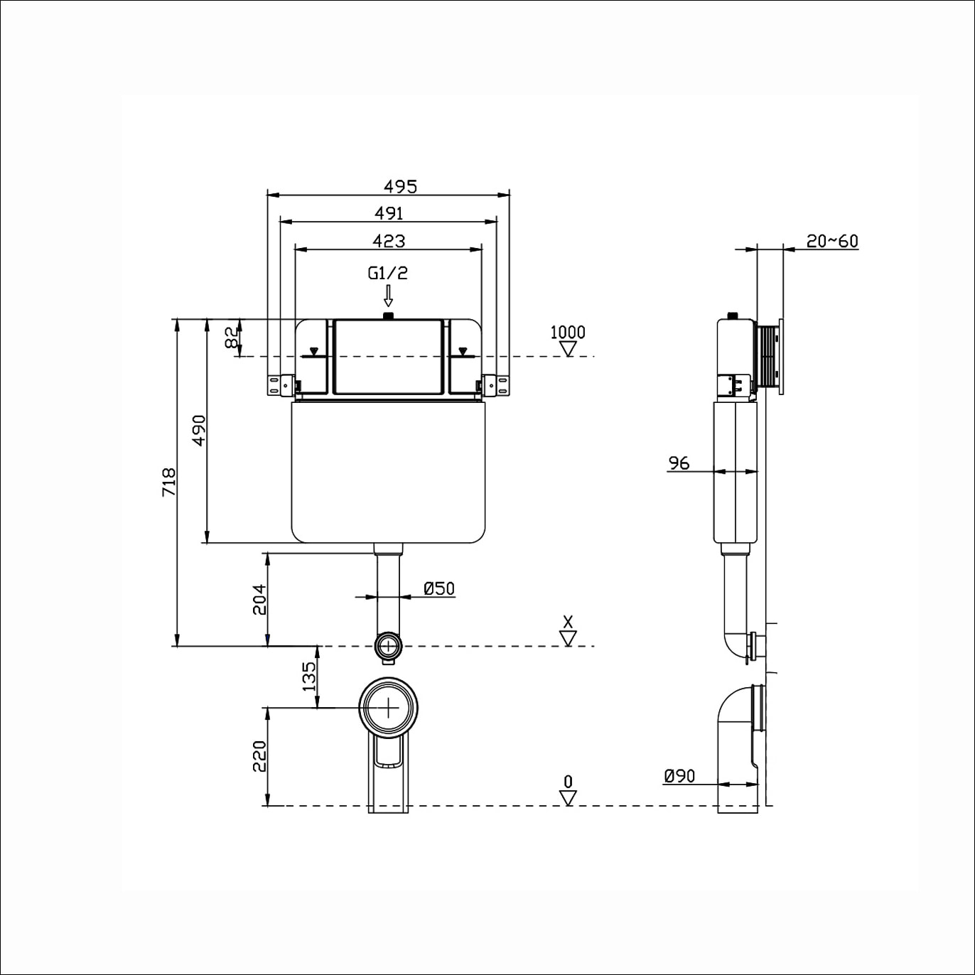 Elegant Concealed Cistern Without Supporting Frame